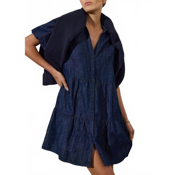 NEW BROCHU WALKER havana mini dress in indigo - Picture 4 of 4